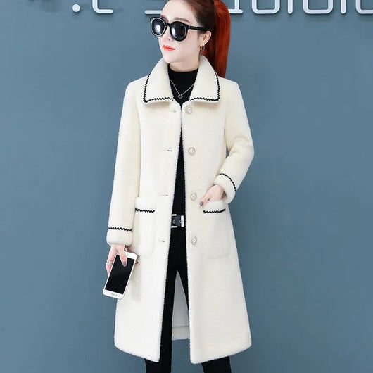 Abrigo de Felpa Faux Mink de Largo Medio para Mujer - Image 11