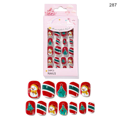 Uñas Postizas Navideñas para Niñas - Set 24 Piezas Listas para Usar - Image 20