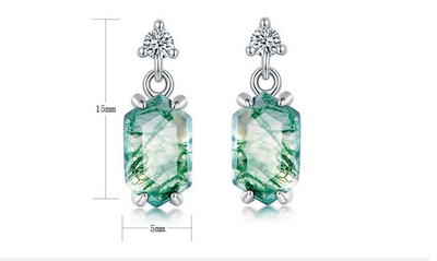 Aretes de Ágata Natural con Incrustación de Musgo Verde - Lujo Ligero - Image 11
