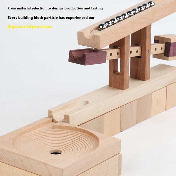 Bloques de Madera Maciza para Pista de Carreras - Juguete Educativo de Construcción Infantil