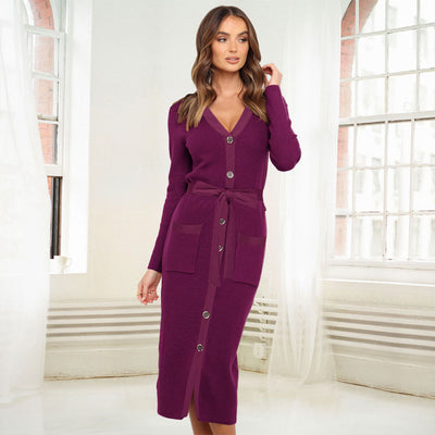 Vestido Largo Ajustado Cuello V Mujer Otoño Invierno - Image 10