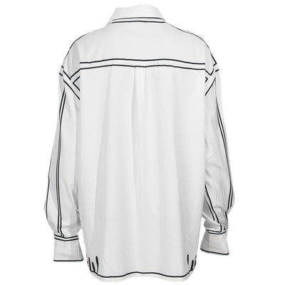 Camisa Estampada en Blanco y Negro con Contraste Artesanal - Image 5