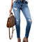 Pantalones Denim Slim Fit con Roturas en Rodillas