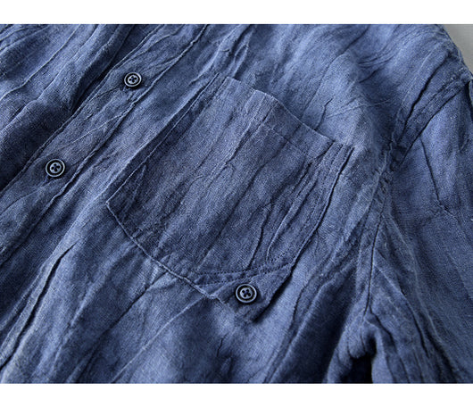 Camisa de Lino Estilo Oriental para Hombre - Diseño Casual y Cómodo - Image 13