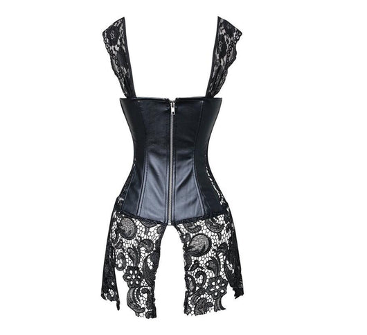 Corset de Cuero Sintético con Detalles Calados - Image 4
