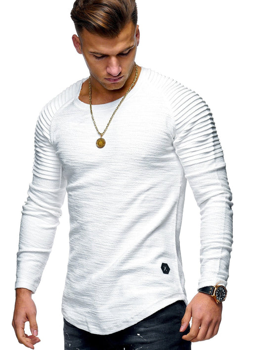 Camiseta Manga Larga Cuello Redondo Color Sólido - Image 16