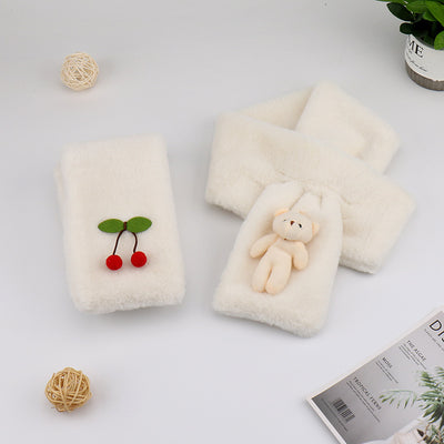 Bufanda Infantil de Peluche con Osito Adorable en Beige