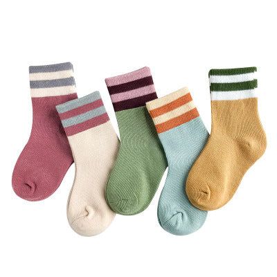 Calcetines de bebé de algodón con animales bordados y rayas coloridas - Image 11