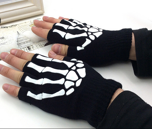 Guantes Unisex Mitad Dedo Patrón Calavera Simplicidad - Image 4