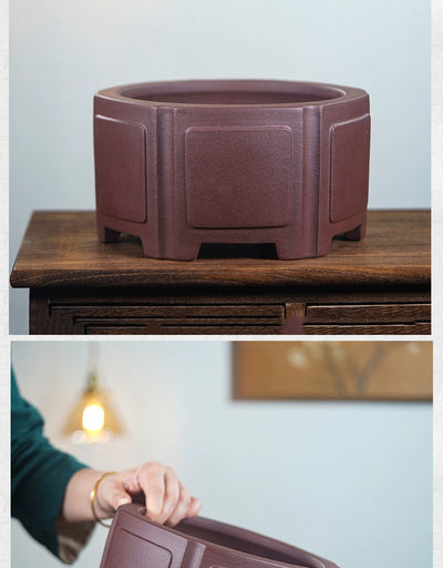 Maceta Hexagonal de Arena Púrpura para Bonsái - Diseño Clásico Minimalista - Image 12