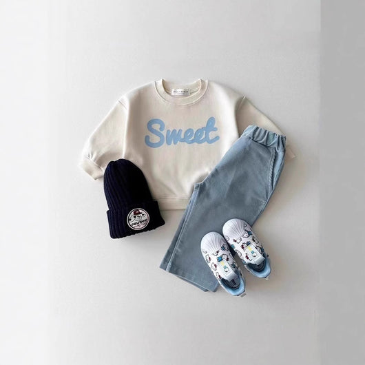 Sudadera Infantil con Estampado de Letras - Cuello Redondo Versátil - Image 2