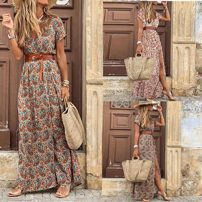 Vestido Floral con Escote en V Simiya