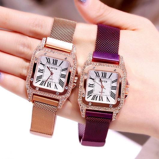 Reloj Cuadrado con Cristales Brillantes para Mujer - Image 3