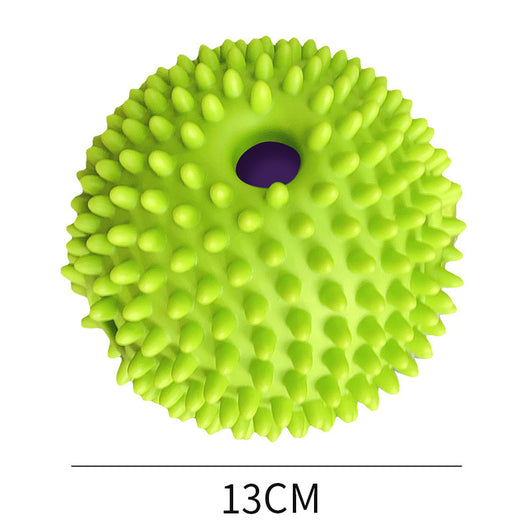 Yellow and green textured dog toy ball with food leakage holes, measuring 10cm in diameter. - Image 26