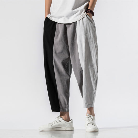 Pantalones Harem Hombre con Rayas de Contraste Tendencia Japonesa - Image 4