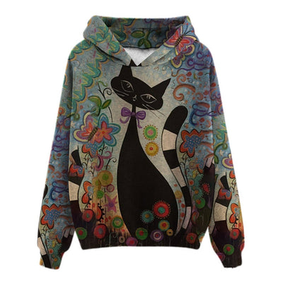Sudadera con Capucha Estampada Gato 3D - Casual y Cómoda - Image 2