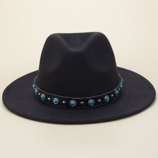 Cinturón Tejido Bohemio en Cuero y Sombrero de Fieltro con Detalles de Piel - Image 12