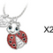 Animal Pendant Necklace Cute Ladybug Heart Shaped Rojo Rhinestone Letter Fashion Pendant 2XSilver