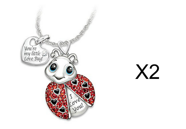 Collar Colgante Mariquita Adorable Corazón Rojo con Brillantes y Letra de Moda - Image 7