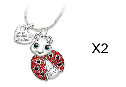 Collar Colgante Mariquita Adorable Corazón Rojo con Brillantes y Letra de Moda - Image 7