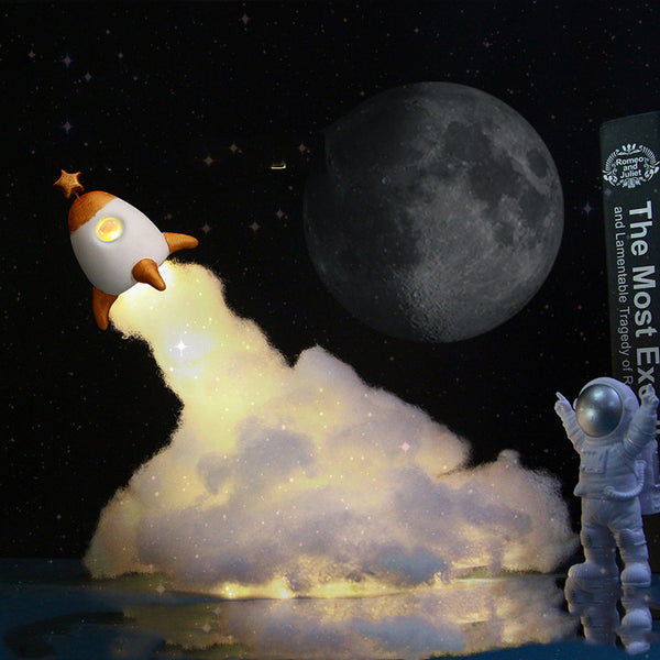 Lámpara LED Astronauta Cohete - Luz Nocturna Decorativa para Escritorio
