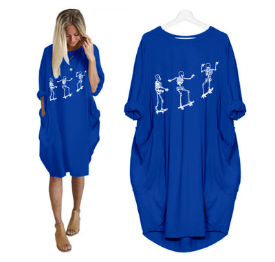 Vestido Holgado de Manga Larga con Estampado Temático y Bolsillos - Image 33