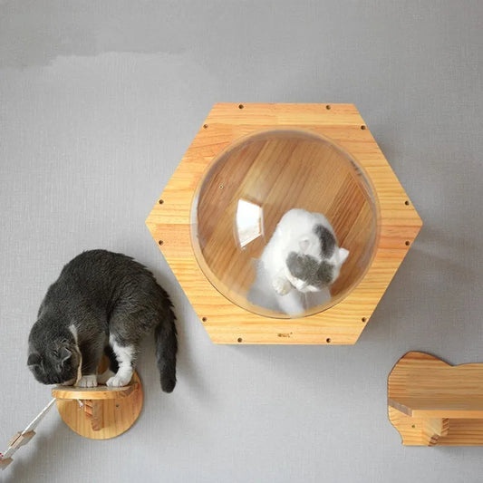 Árbol Rascador de Madera Maciza Premium para Gatos con Agujeros de Perforación - Image 2