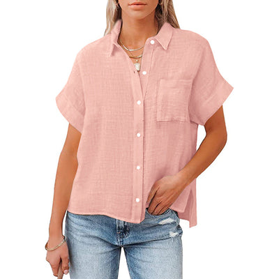 Camisas de Algodón y Lino para Mujer - Manga Corta Casual Verano - Image 4
