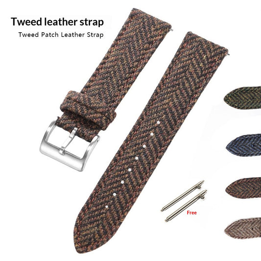 Correa de Reloj Cuero Tweed Estilo Vintage con Liberación Rápida - Image 2