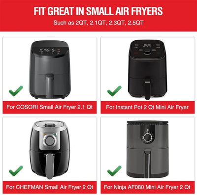 Small Air Fryer Silicone Liners for Cosori/Instant Pot/Chefman/Ninja/Dash/Bella/Gowise/Cosmo Air Fryer 2QT 2.1QT 2.3QT 2.5QT, 2 Pack Reusable Silicone Basket Pot Baking Tray Airfryer Accessories - Tekeno