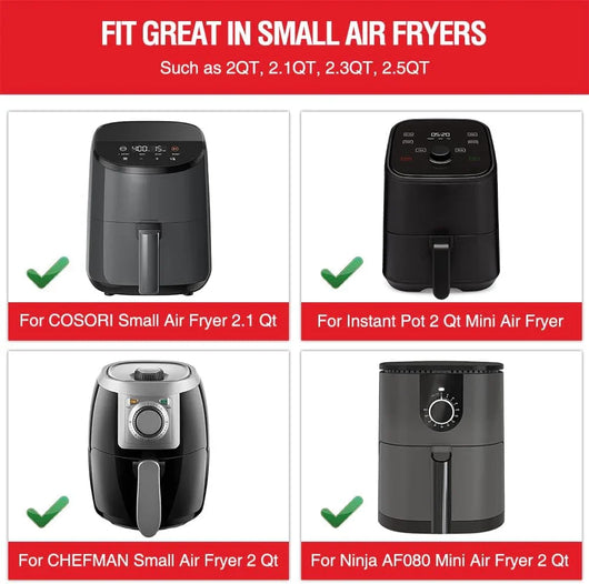 Small Air Fryer Silicone Liners for Cosori/Instant Pot/Chefman/Ninja/Dash/Bella/Gowise/Cosmo Air Fryer 2QT 2.1QT 2.3QT 2.5QT, 2 Pack Reusable Silicone Basket Pot Baking Tray Airfryer Accessories - Tekeno