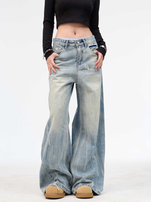 Pantalones Jeans Baggy Rotos Estilo Retro Lavado Vintage - Image 12