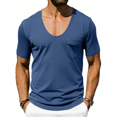 Playera Holgada Casual para Hombre con Cuello Amplio y Mangas Cortas - Image 4