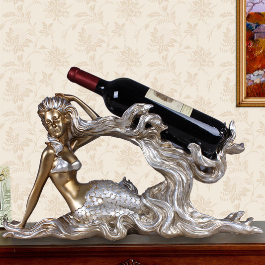 Soporte para Botellas de Vino Sirena de Resina Artesanal