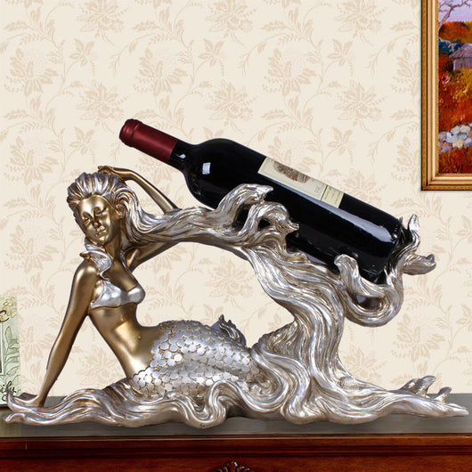 Soporte para Botellas de Vino Sirena de Resina Artesanal
