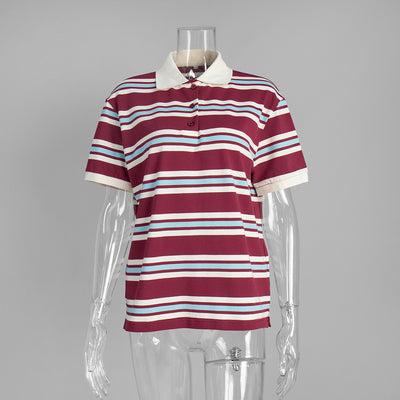 Polo Retro de Rayas Contraste - Camiseta Clásica de Manga Corta - Image 10