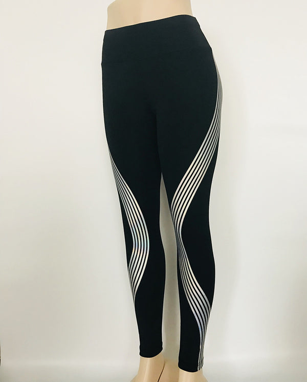 Leggings Reflectantes con Rayas Láser Luminiscentes para Yoga y Fitness