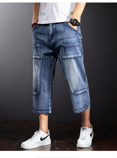 Pantalones Cortos Denim Holgados Hasta la Rodilla para Hombre Talla Mediana - Image 4