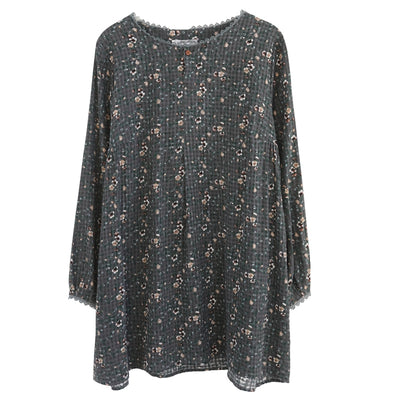 Camisa Retro Floral Suelta de Manga Larga para Otoño - Image 7