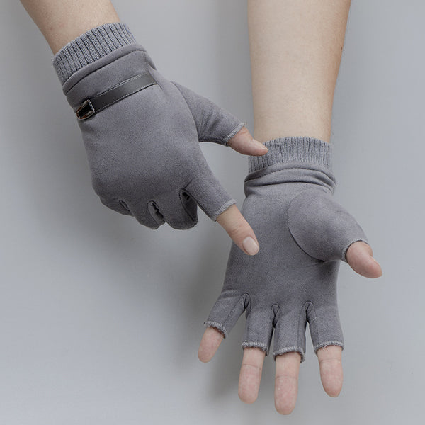 Guantes Deportivos de Ante sin Dedos para Hombre con Forro Cálido