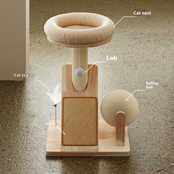 Árbol Rascador Compacto para Gatos con Juguetes