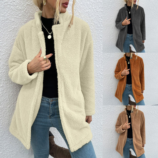Abrigo Suéter de Lana con Solapa, Terciopelo Reversible y Bolsillos Amplios - Image 18