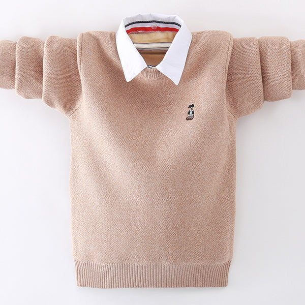 Suéter para Niño Estilo Camisa Integrada de Algodón