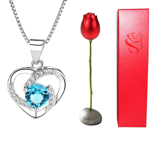 Collar Corazón de Cristal Bicolor con Rosa - Regalo Romántico para Ella - Image 15
