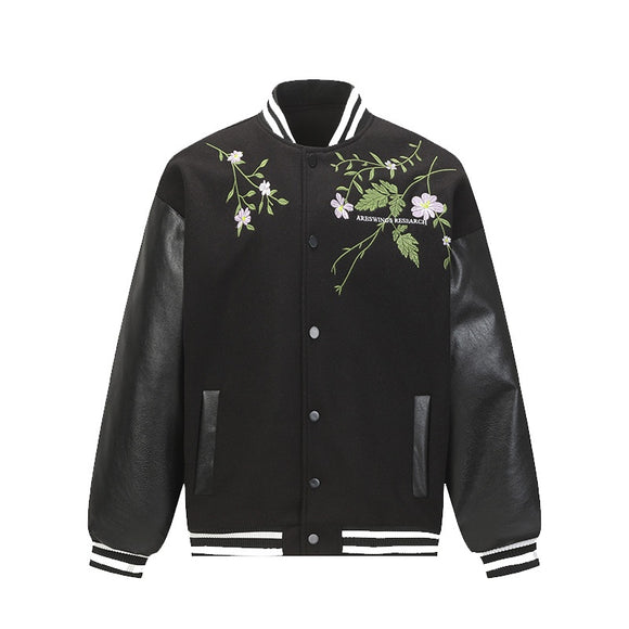 Men's Retro American Jacket with Floral Embroidery