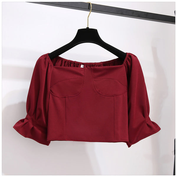 Conjunto Falda Corta Estilo Occidental con Blusa Ajustada Cintura Alta - Image 4