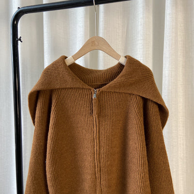 Cardigan Tejido con Cierre de Cremallera y Solapa - Blusa Larga Elegante para Mujer - Image 10