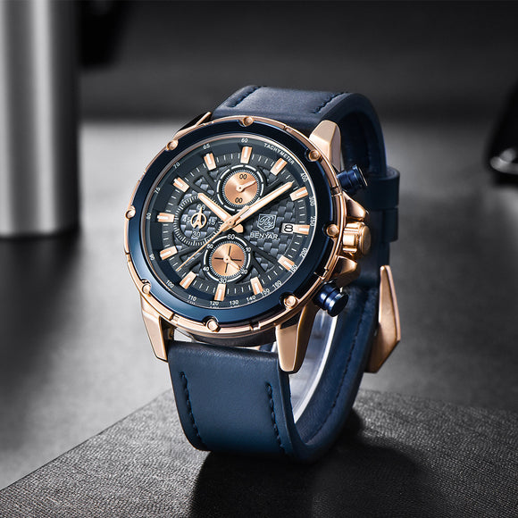 Reloj Multifunción Binya para Hombre - Cuarzo Resistente