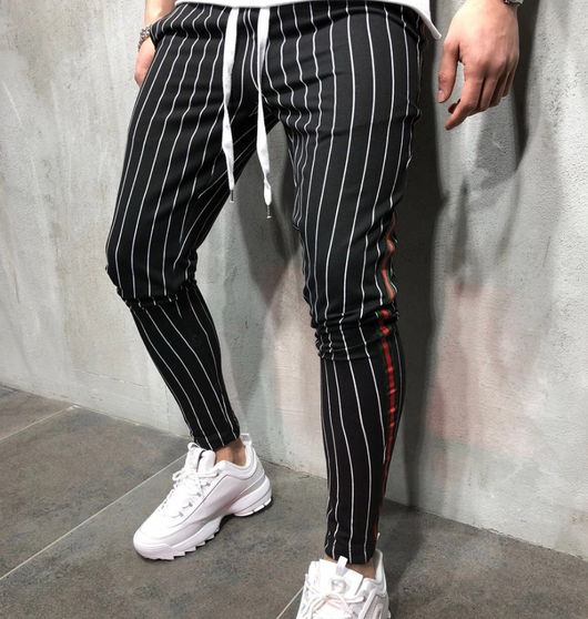 Pantalones de jogging para hombre con rayas y cordón ajustable - Image 6