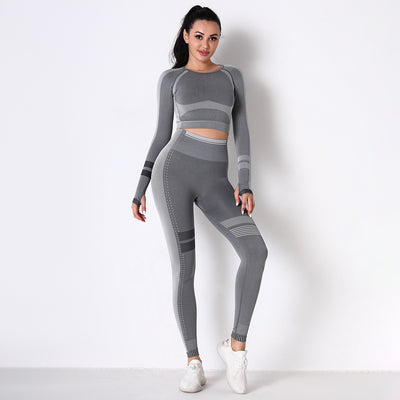 Conjunto de Yoga Tejido Transpirable sin Costuras Manga Larga - Image 10